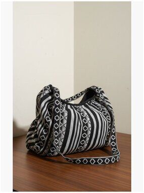 Cotton Jacquard Canvas Tote Bag Hobo Style Handbag